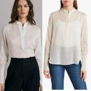 Rag & Bone Maris Cotton/Silk Popover in Cream. Size X-Small